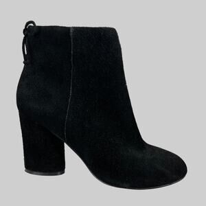 SAK’S Fifth Avenue Nina Suede Booties 3" Heel in Black Size 7
